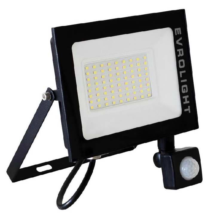 Светодиодный прожектор EVROLIGHT 50Вт с датчиком движения EV-50D 6400К (000056751)