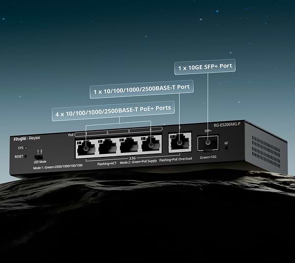 Фото - Коммутатор локальної мережі (Switch) Ruijie Reyee (RG-ES206MG-P)