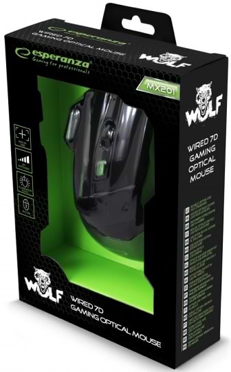 Фото - Мышь проводная Esperanza MX201 WOLF Green