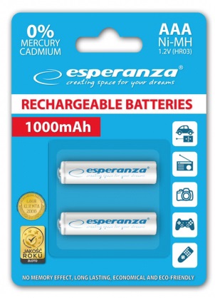 Фото - Аккумулятор тип AAA Esperanza Ni-MH AAA 1000 mAh 2шт White (EZA101W)