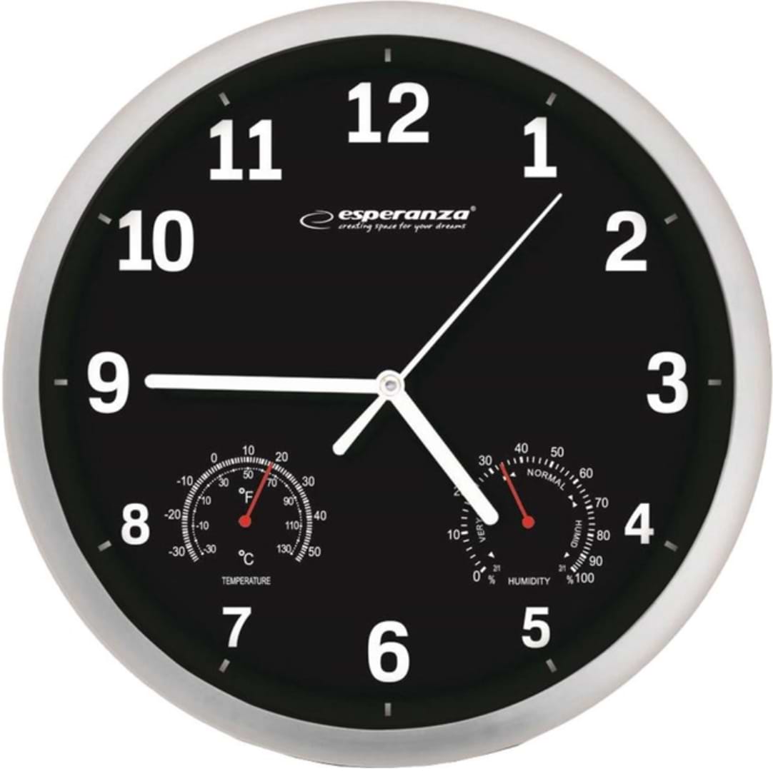 Настінний годинник Esperanza Wall Clock Lyon Black (EHC016K)