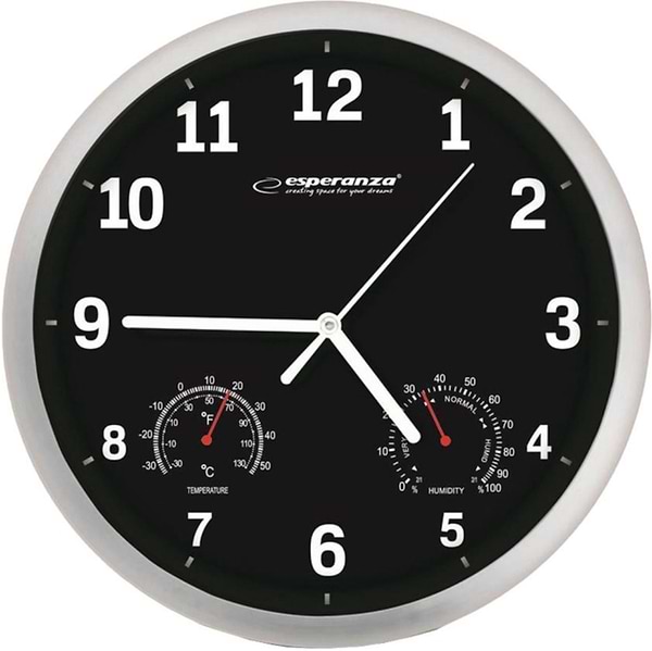 Фото - Настінний годинник Esperanza Wall Clock Lyon Black (EHC016K)