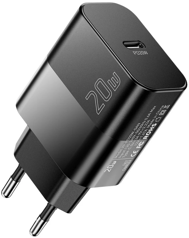 Мережевий зарядний пристрій Essager 20W QC PD USB-C + C-C 60W USB CABLE Black (E20JSB1-SYTT1-T)