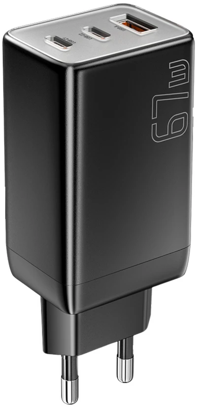 Мережевий зарядний пристрій Essager Ranges 67W GaN charger 2C+1A QC4.0 FCP PD Black(ECT67W-LJB01-Z)