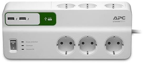 Фото - Сетевой фильтр APC Essential SurgeArrest 6 розеток + 2 USB (PM6U-RS)