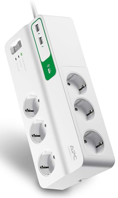 Фото - Сетевой фильтр APC Essential SurgeArrest 6 розеток + 2 USB (PM6U-RS)
