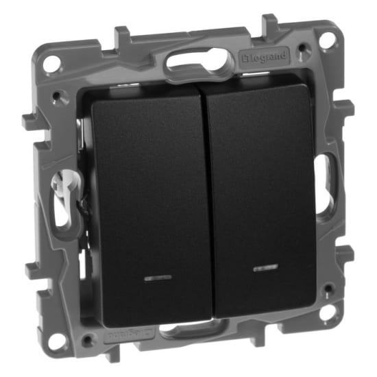 Бездротовий вимикач Legrand Etika 2-клавішний з підсвіткою Антрацит (672604)