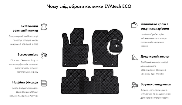Фото - Килимок з екошкіри в багажник авто EVAtech ECO для Octavia A5 (AT, 4 clips) Skoda 2004-2013 2 поколение Combi EU (SK12164BD1BBB)
