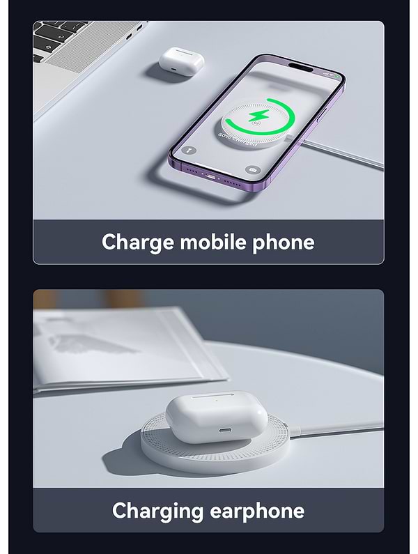 Фото - Бездротовий зарядний пристрій Essager 2in1 Wireless Charger 15W White (EWXCX-CF02-Z)