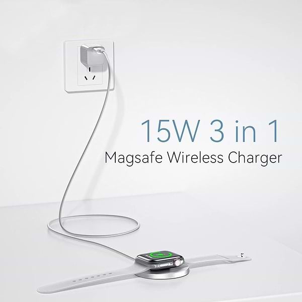 Фото - Бездротовий зарядний пристрій Essager YiT 3 in 1 Wireless Magnectic Phone watch earphone charger 15w (EWXCX-YT02-Z)