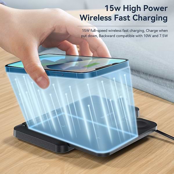 Фото - Бездротовий зарядний пристрій Essager Jiecheng 4 in1  PD15W Black (EWXZM-JC01-Z)