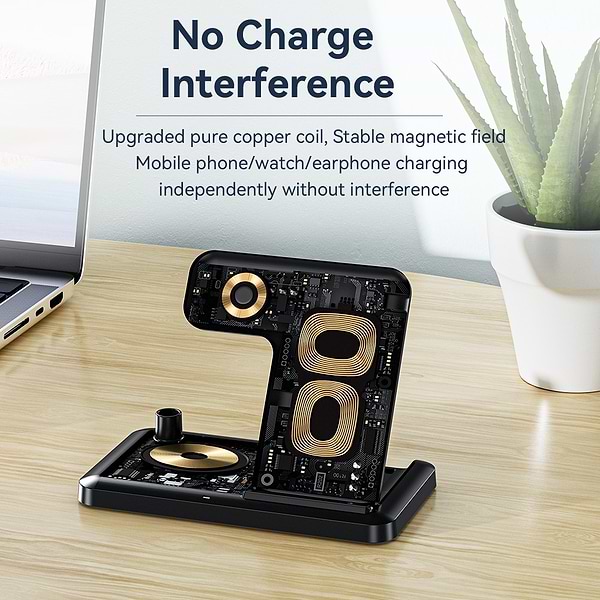 Фото - Бездротовий зарядний пристрій Essager Jiecheng 4 in1  PD15W Black (EWXZM-JC01-Z)