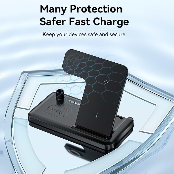 Фото - Бездротовий зарядний пристрій Essager Jiecheng 4 in1  PD15W Black (EWXZM-JC01-Z)