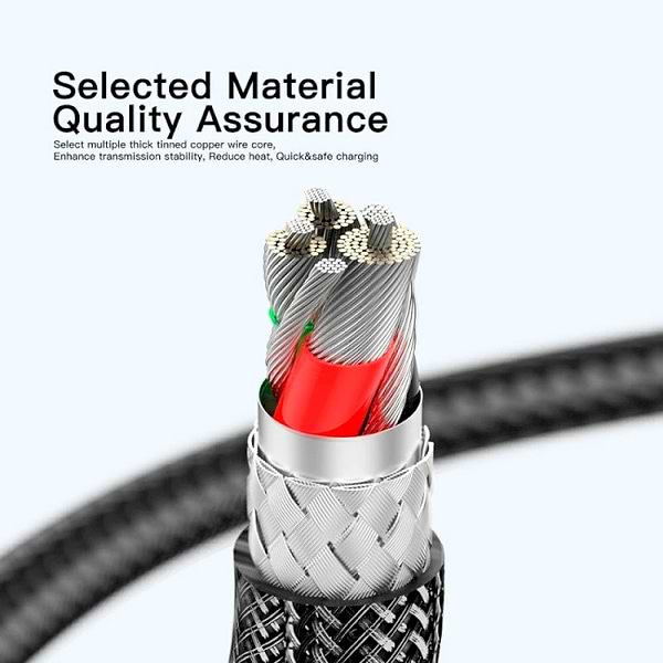 Фото - Кабель синхронізації даних Essager Interstellar Transparent Design USB Charging Cable USB A to Type C 7A 1m Black (EXCT-XJ01-P)