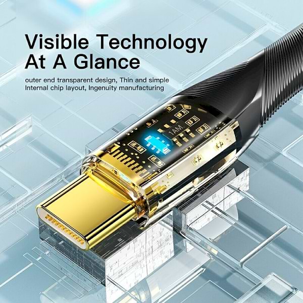 Фото - Кабель синхронізації даних Essager Interstellar Transparent Design USB Charging Cable USB A to Type C 7A 1m Black (EXCT-XJ01-P)