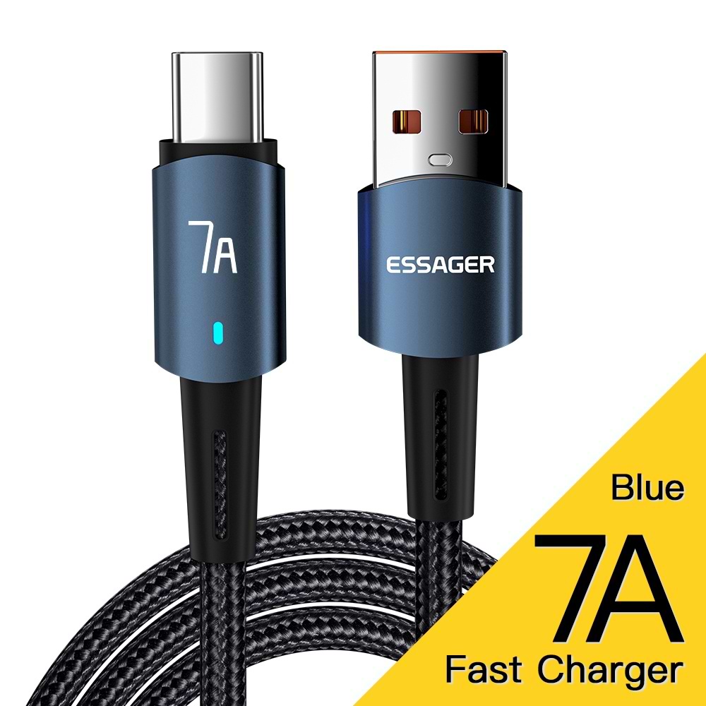 Кабель Essager Type-C 7A USB 1m Blue (EXC7A-CG03-P)