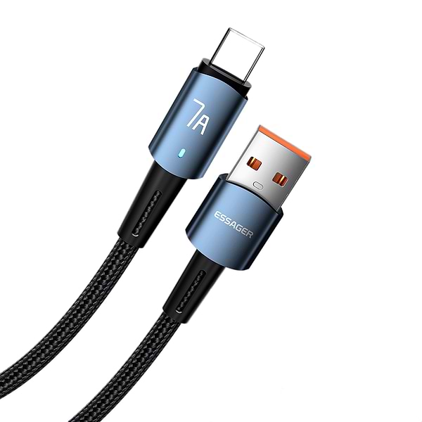 Фото - Кабель Essager Type-C 7A USB 1m Blue (EXC7A-CG03-P)