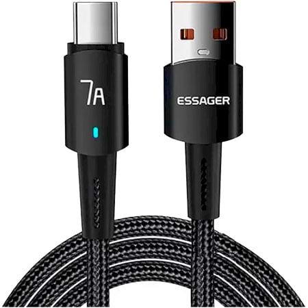 Кабель синхронізації даних Essager Sunset Type-C 7A USB charging and data  Fully compatible cable 2m Black (EXC7A-CGA01-P) - Фото 1