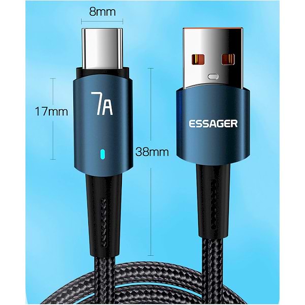 Фото - Кабель Essager Sunset Type-C 7A USB 0.5m Black (EXC7A-CGB01-P)