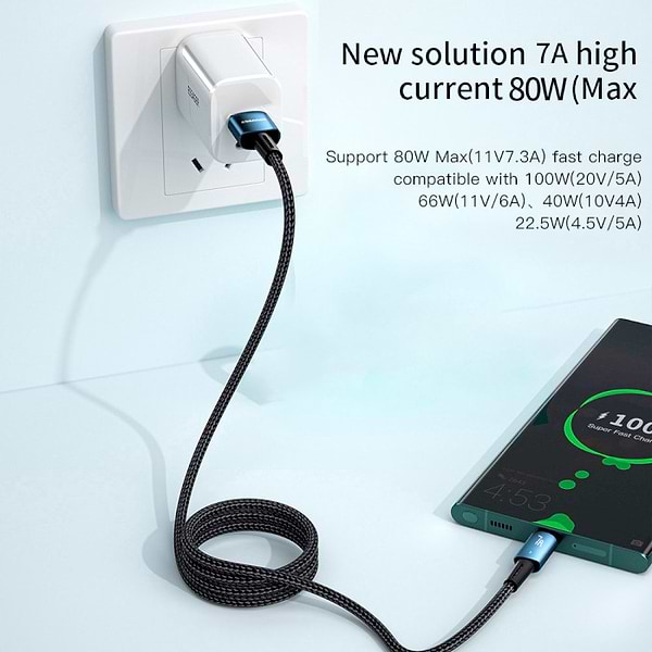 Фото - Кабель синхронизации данных Essager Sunset Type-C 7A USB charging and data Fully compatible cable 1m Black (EXC7A-CG01-P)