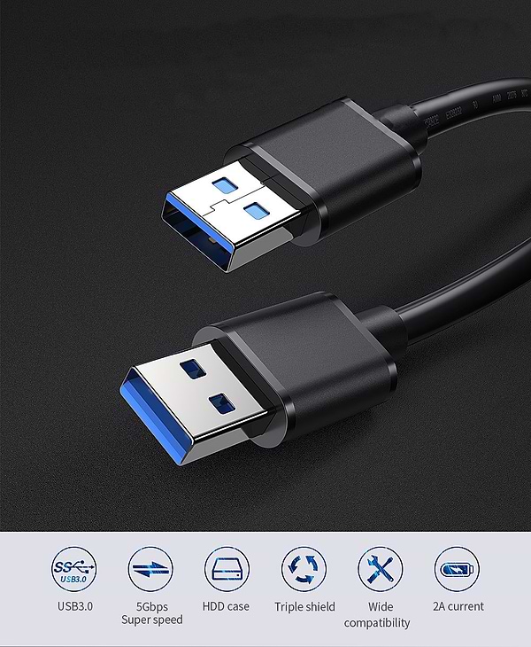 Фото - Кабель USB type A - USB type A Essager USB Extension USB 3.0 Male to Male 5Gbps speed 0.5m Black (EXCAA-YTB01)