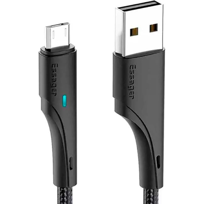 Кабель синхронізації даних Essager Rousseau 3A Fast Charging USB Micro Cable 0.25m Black (EXCM-LSB01)