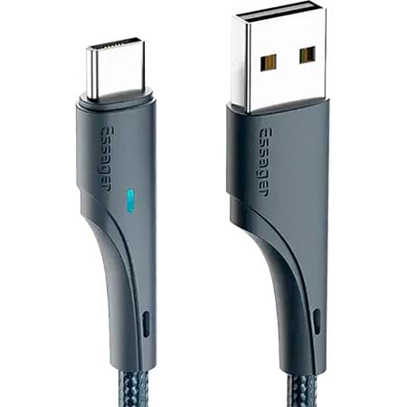 Кабель синхронізації даних Essager Rousseau 3A Fast Charging USB Type C Cable 1m Black (EXCT-LS01)