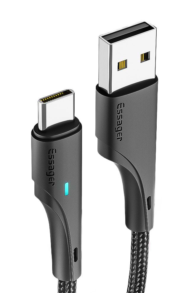 Кабель Essager Rousseau 3A Fast Charging USB Type C Cable 3m Black (EXCT-LSC01)