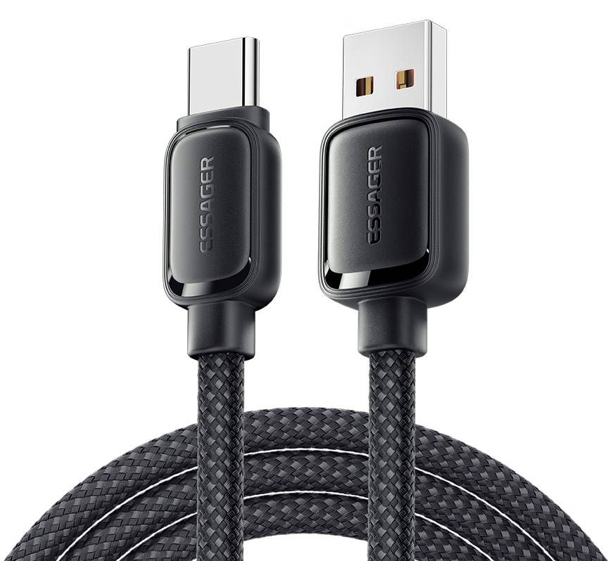 Кабель синхронізації даних Essager Jelly Bean Type-A-Type-C 7A fully compatible magnetic data cable 1M Black (EXCT-TD01-P)