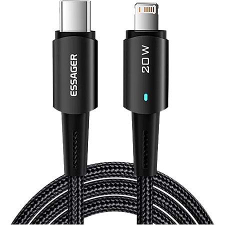 Кабель синхронізації даних Essager Sunset Type-C to Lightning 20W USB Charging Cable 1m Black (EXCTL-CG01)