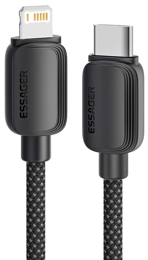 Кабель синхронізації даних Essager Breeze USB Cable USB-C to Ligthning 1M Black 20W (EXCTL-WL01-P) - Фото 1