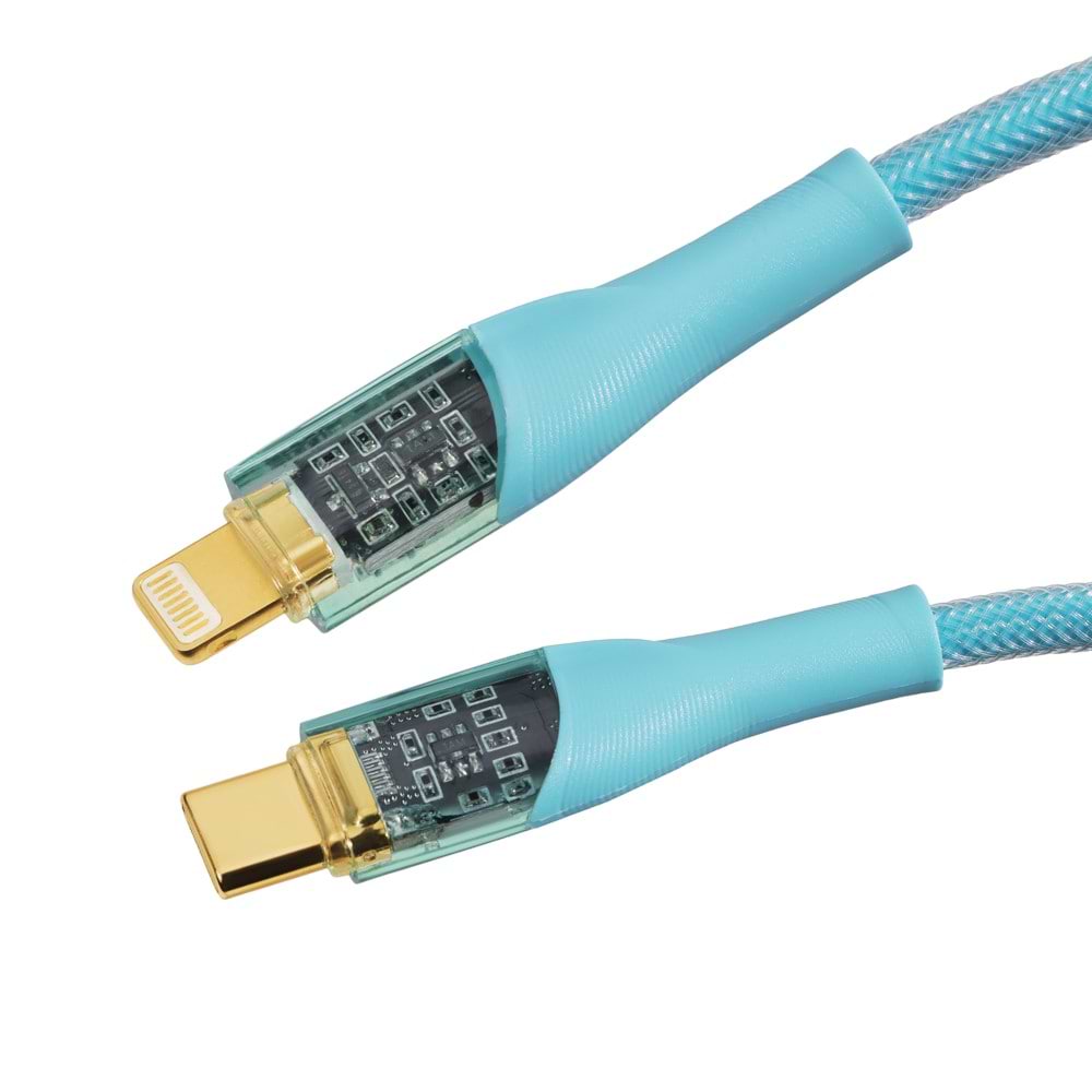 Кабель Essager Interstellar Transparent Design USB Charging Type C to Lightning 1m Blue (EXCTL-XJ03-P)