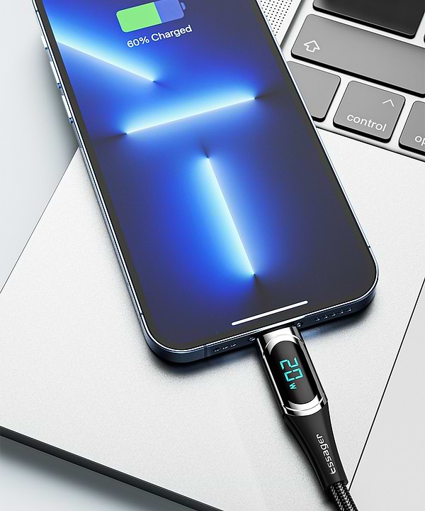 Фото - Кабель Essager LED Digital Display PD 20W Fast Charging Type C to Lightnining USB Cable 1m Blue (EXCTL-YD03)