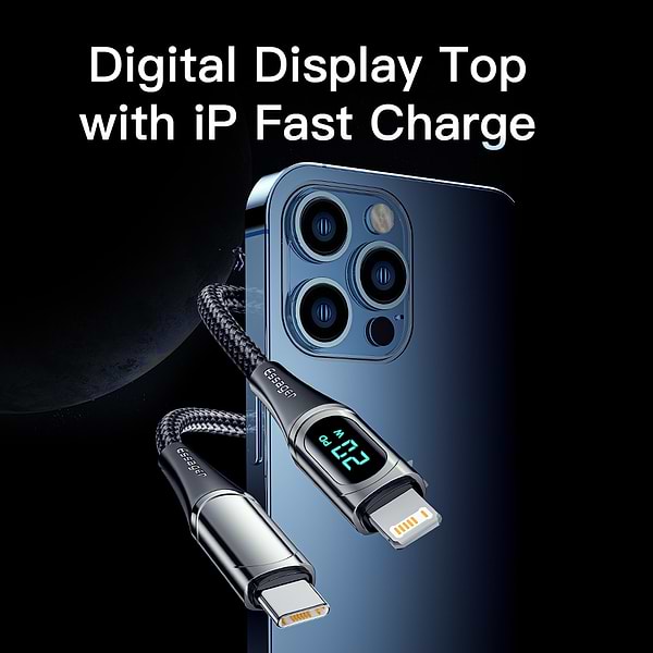 Фото - Кабель Essager LED Digital Display PD 20W Fast Charging Type C to Lightnining USB Cable 1m Blue (EXCTL-YD03)