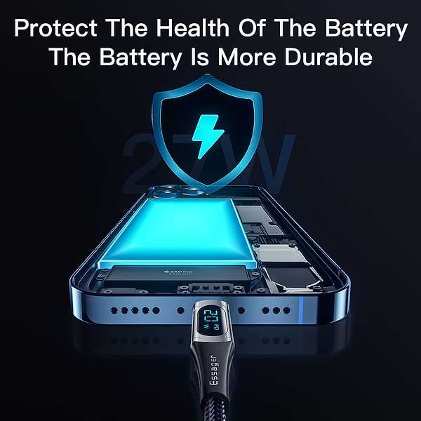 Фото - Кабель Essager LED Digital Display PD 20W Fast Charging Type C to Lightnining USB Cable 1m Blue (EXCTL-YD03)