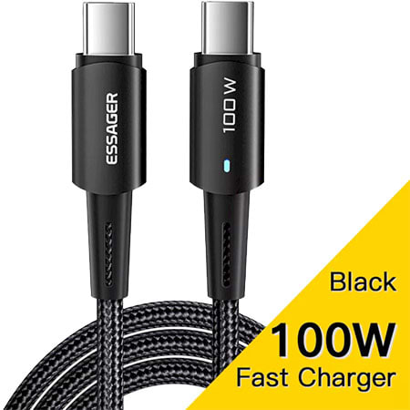 Кабель синхронізації даних Essager Sunset 100W USB charging&data cable Type-C to Type-C 2m Black (EXCTT1-CGA01)