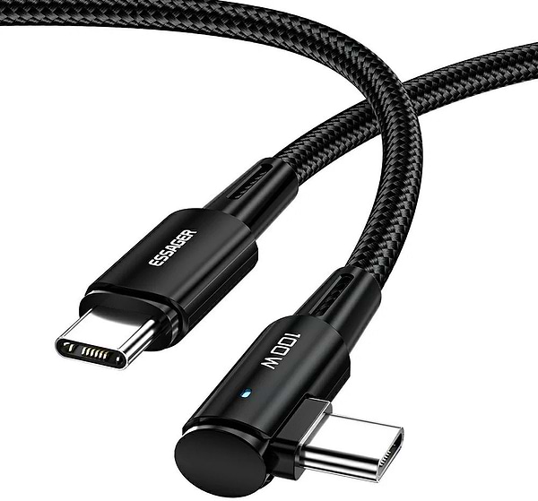 Фото - Кабель синхронизации данных Essager Sunset Bend Type 100W Fast Charging Type-C to Type-C USB Cable 2M Black (EXCTT1-CGWTA01)