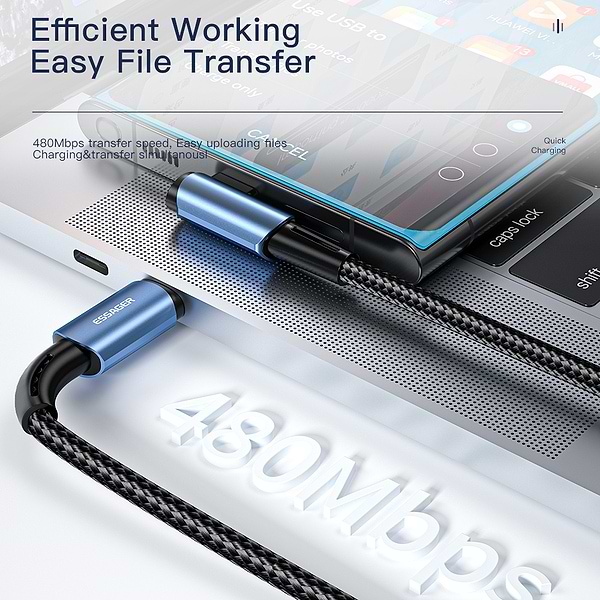 Фото - Кабель синхронизации данных Essager Sunset Bend Type 100W Fast Charging Type-C to Type-C USB Cable 3M Black (EXCTT1-CGWTC01)