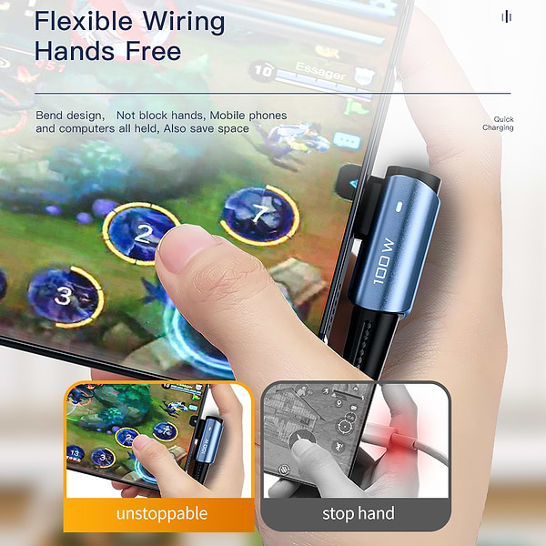 Фото - Кабель синхронизации данных Essager Sunset Bend Type 100W Fast Charging Type-C to Type-C USB Cable 3M Black (EXCTT1-CGWTC01)