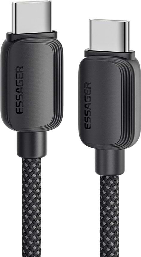 Фото - Кабель синхронізації даних Essager Breeze USB Cable Type C to Type C 1M Black 100W (EXCTT1-WL01-P)