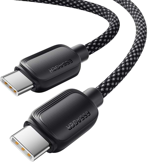 Фото - Кабель синхронізації даних Essager Breeze USB Cable Type C to Type C 1M Black 100W (EXCTT1-WL01-P)