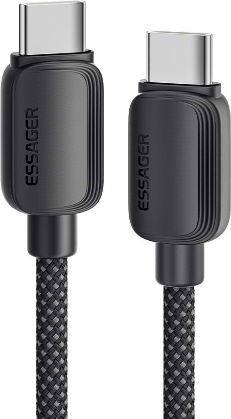 Кабель синхронізації даних Essager Breeze USB Cable Type C to Type C 3M Black 100W (EXCTT1-WLC01-P) - Фото 1