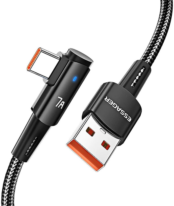 Фото - Кабель синхронизации данных Essager Sunset Bend Type 7A cable USB A to Type C 2M Black 100W (EXCWT7A-CGA01-P)