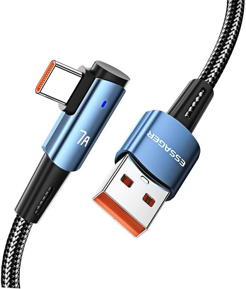 Кабель синхронізації даних Essager Sunset Bend Type 7A cable USB A to Type C 2M Blue 100W (EXCWT7A-CGA03-P) - Фото 1