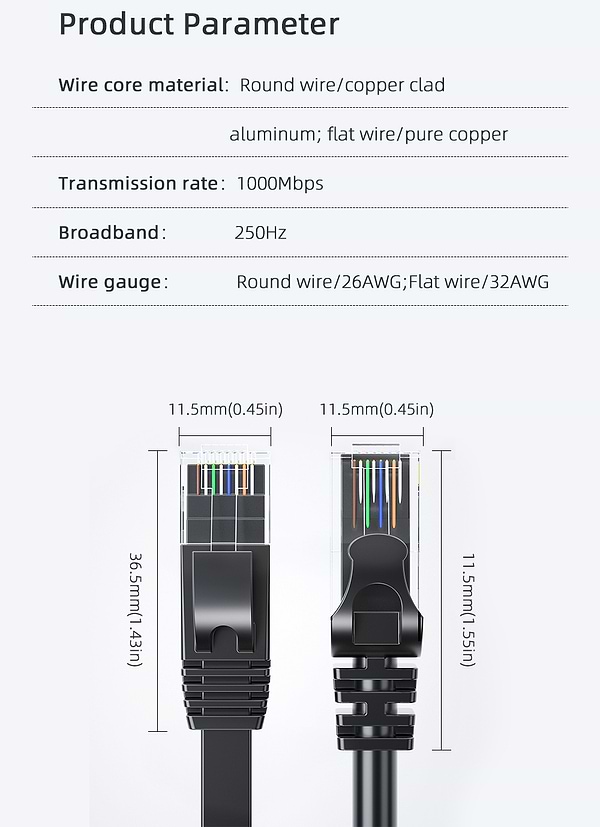 Фото - Кабель патч-корд Essager TopSpeed Cable Ethernet Cat6 RJ45 Splitter Network Flat Cable 3m Black (EXCWXB-JSC01)