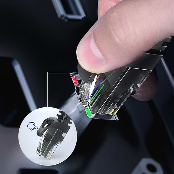 Фото - Кабель патч-корд Essager TopSpeed Cable Ethernet Cat6 RJ45 Splitter Network Flat Cable 3m Black (EXCWXB-JSC01)