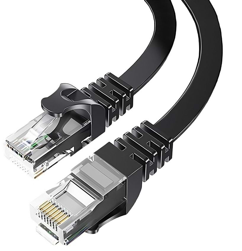Кабель патч-корд Essager TopSpeed Cable Ethernet Cat6 RJ45 Splitter Network Flat Cable 10m Black (EXCWXB-JSF01) - Фото 1