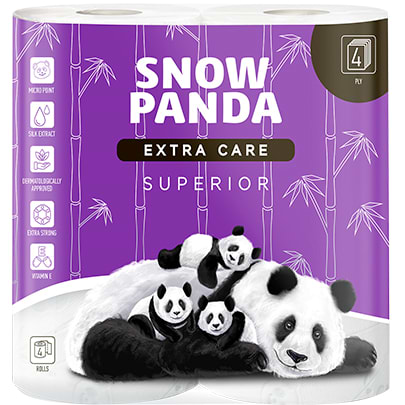 Туалетний папір Сніжна панда EXTRA CARE Superior 4сл, 4 шт. - Фото 1