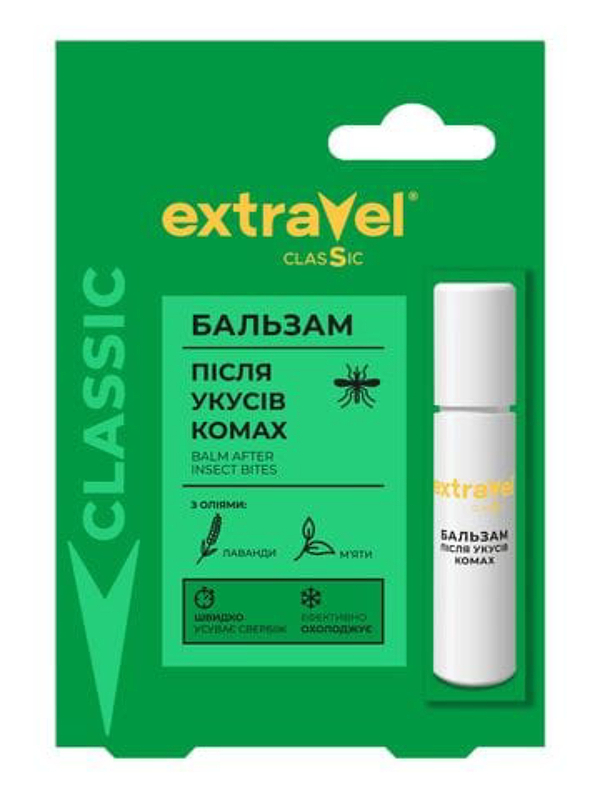 Фото - Бальзам після укусів комах Extravel Classic роликовий 7 мл