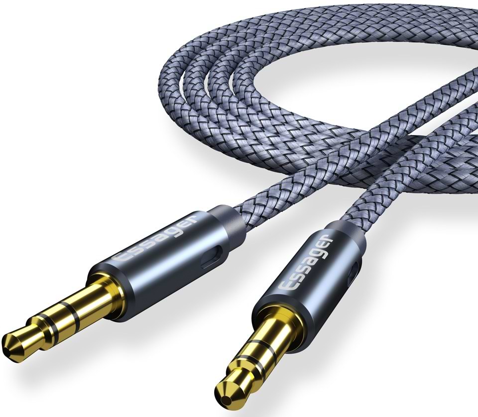 Кабель 3.5 мм -3.5 мм Essager Monster Aux Cable Speaker Wire 3.5mm to Jack 3.5 mm 2M Gray (EYP35-DYA0G) - Фото 1